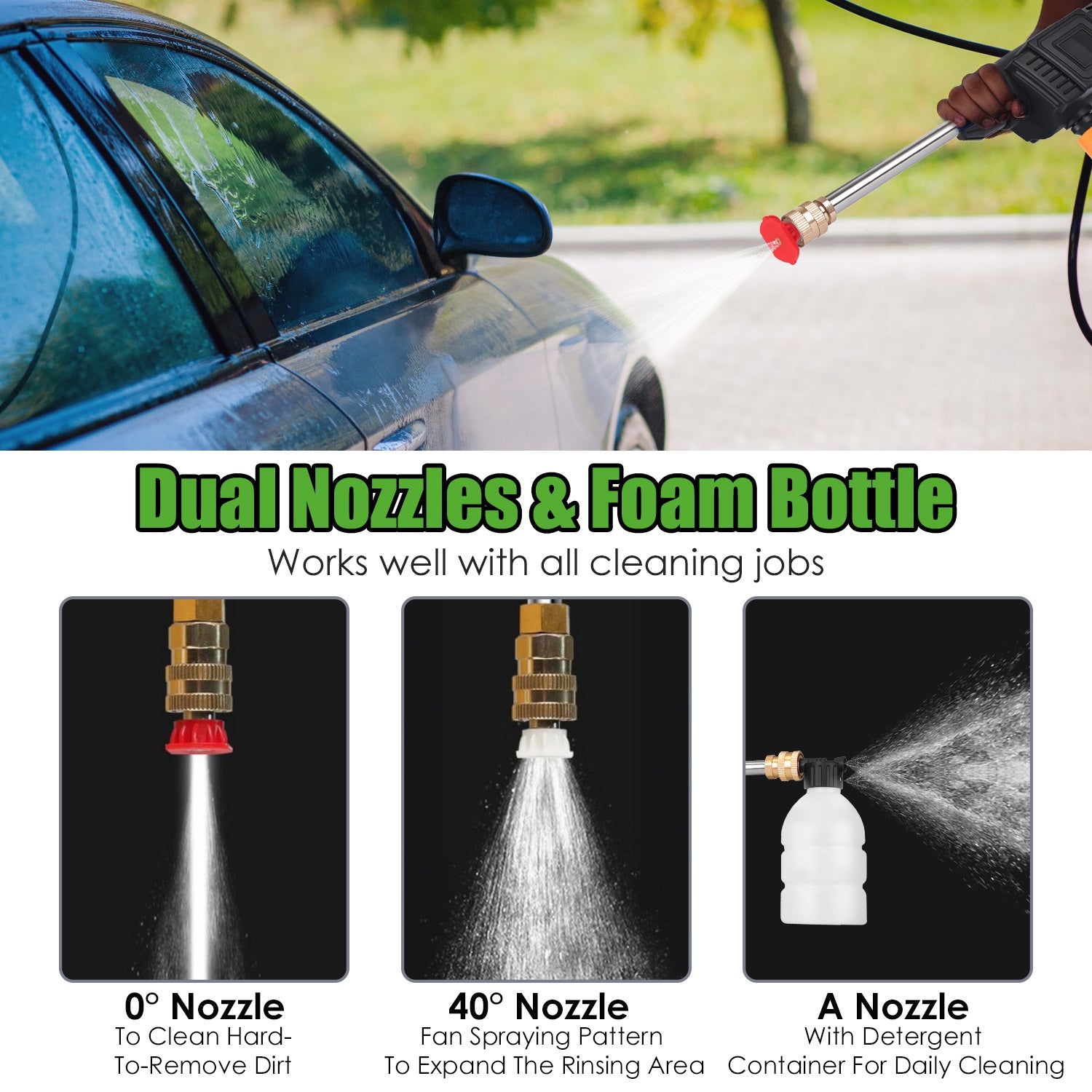 1Set Cordless Pressure Washer Portable Electric Power Washer High Pressure Water Sprayer 400PSI Car Washer Cleaner With Nozzle Foam Bottle Filter 1200mAh 21V Battery And Charger