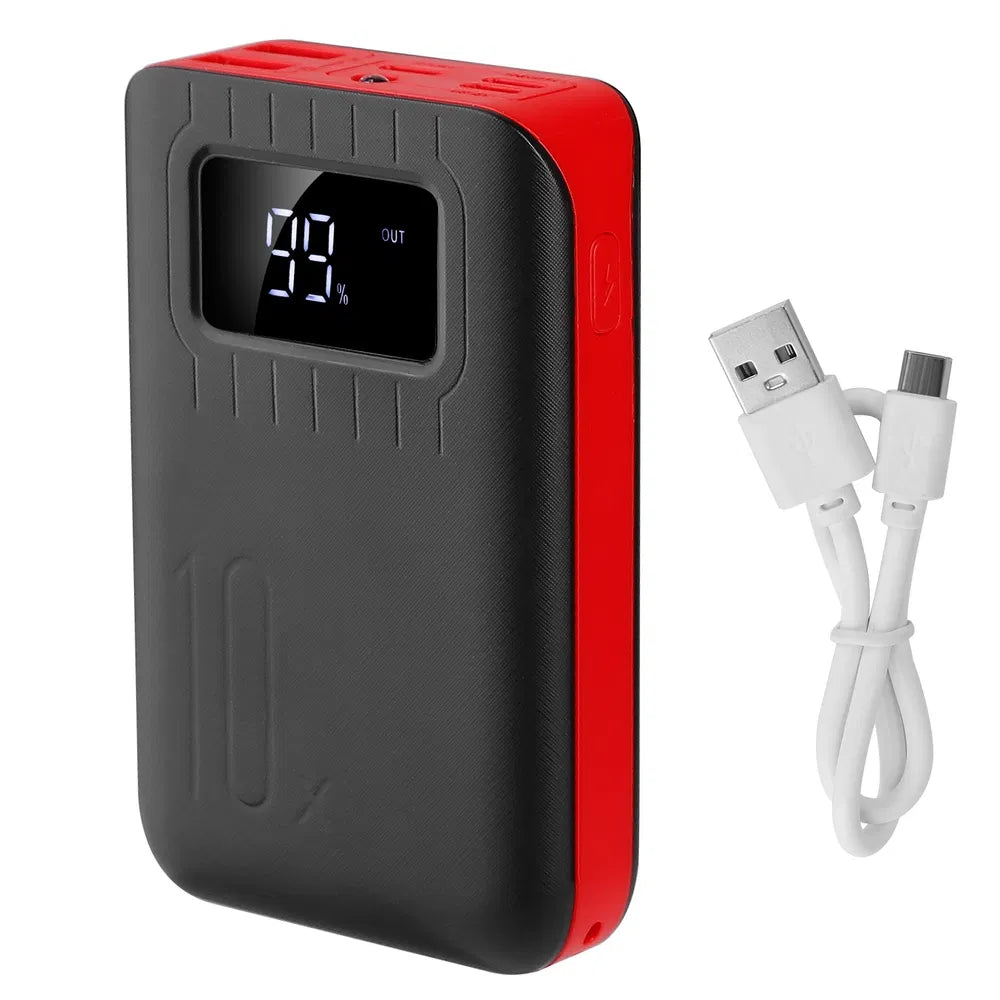 10000mAh Portable Power Bank External Battery Pack Charger Dual USB Charge Ports With LCD Display Flashlight Type C Micro USB Lightning Input Ports