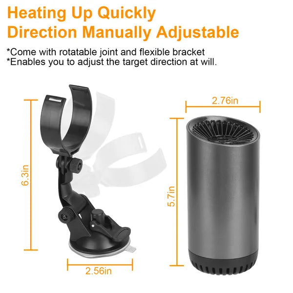 12V 150W Portable Car Heater 2 In 1 Heating Cooling Fan Rotatable Demister Defroster With 4.92ft Cord