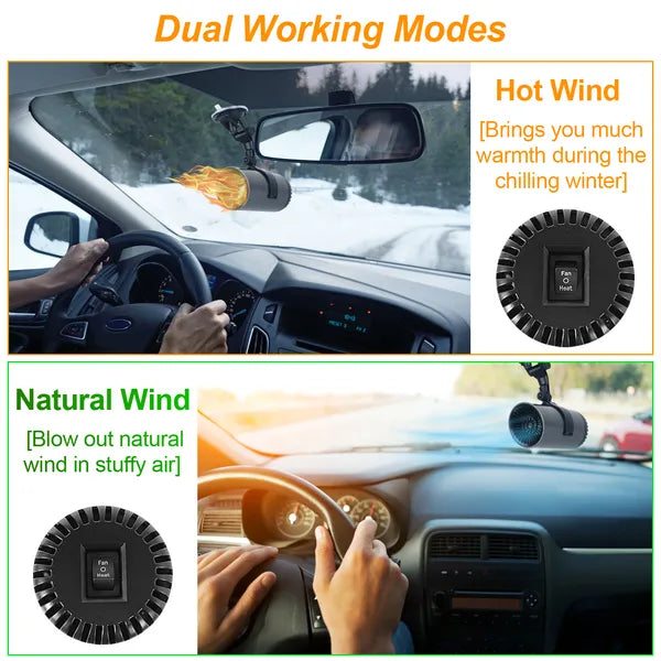 12V 150W Portable Car Heater 2 In 1 Heating Cooling Fan Rotatable Demister Defroster With 4.92ft Cord